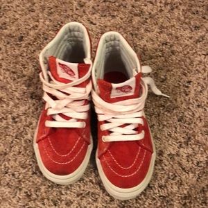 Vans Gently Used Kid Boy Hi-top Red Suede Sneakers in size 1.5